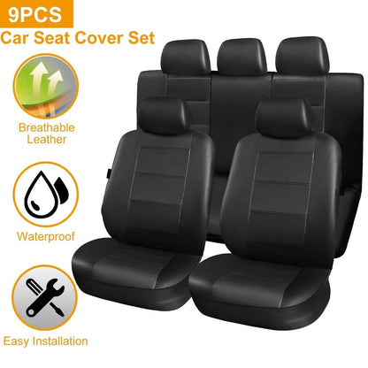 9-Piece Set: PU Leather Car Seat Cover