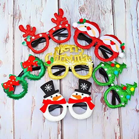 9-Pieces: Christmas Glitter Party Glasses Frame