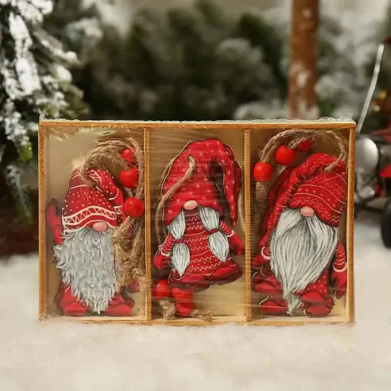 9-Pieces: Festive Christmas Wooden Hanging Box
