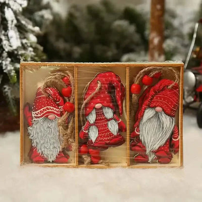 9-Pieces: Festive Christmas Wooden Hanging Box