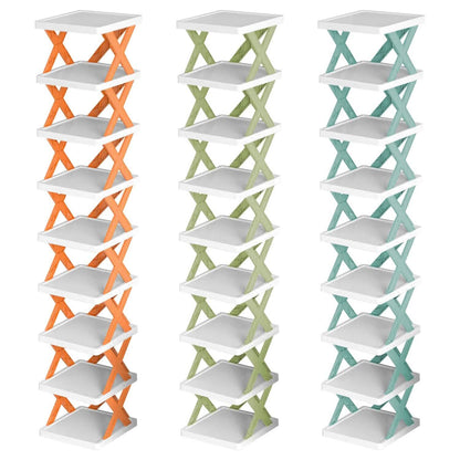 9-Tier Narrow Entryway Shoe Rack Plastic Vertical Shoe Organizer