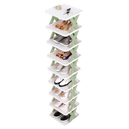 9-Tier Narrow Entryway Shoe Rack Plastic Vertical Shoe Organizer