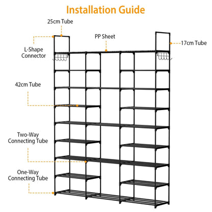 9-Tier: Shoe Rack Metal Storage