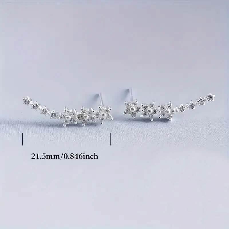 925 Silver Climber Earrings with Hypoallergenic Synthetic Cubic Zirconia
