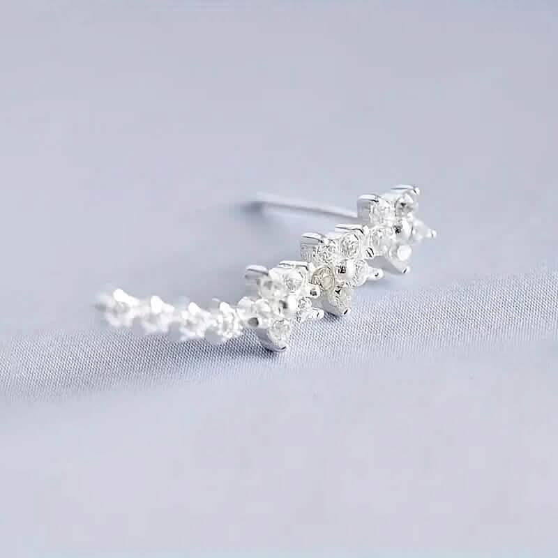 925 Silver Climber Earrings with Hypoallergenic Synthetic Cubic Zirconia