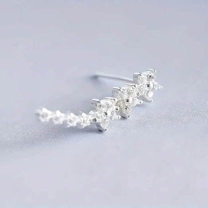 925 Silver Climber Earrings with Hypoallergenic Synthetic Cubic Zirconia