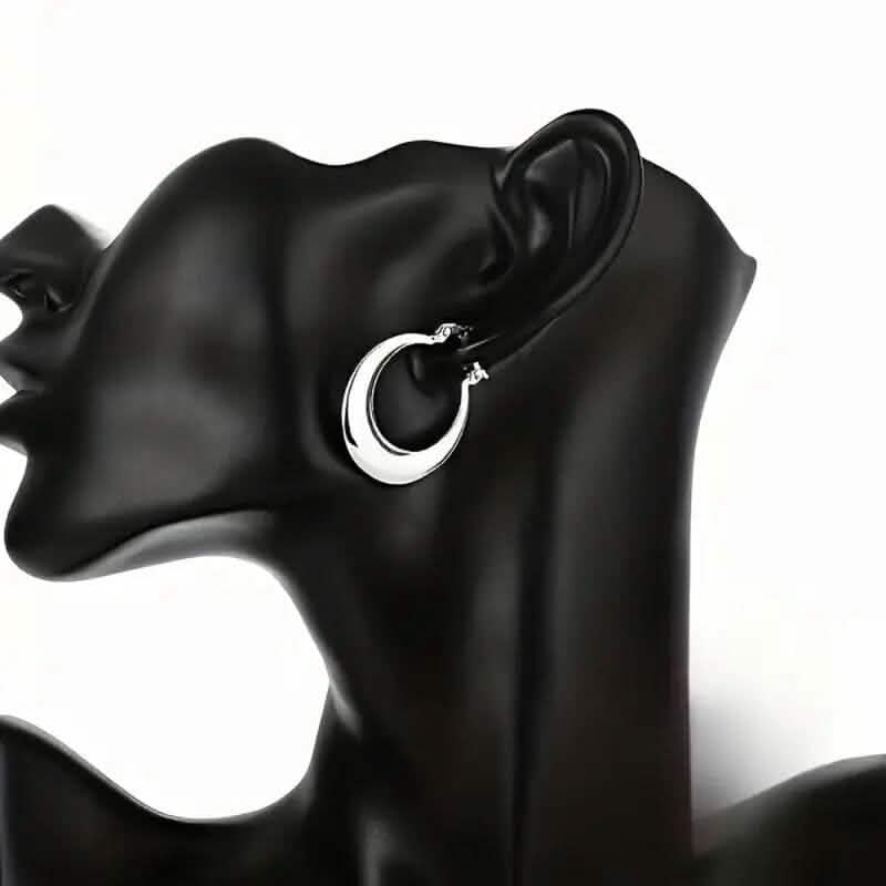 925 Silvery-Plated Hoop Earrings for Women