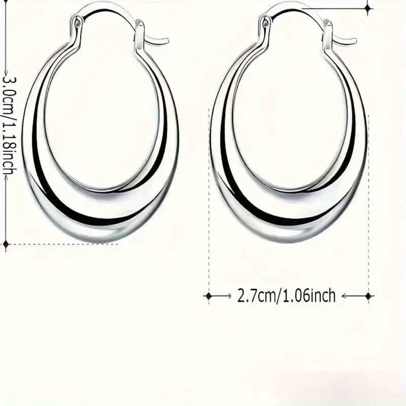 925 Silvery-Plated Hoop Earrings for Women
