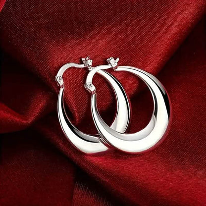 925 Silvery-Plated Hoop Earrings for Women