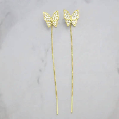 925 Silvery Post Yellow Alloy Butterfly Earrings