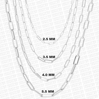 925 Italian Solid Sterling Silver Paperclip Necklace