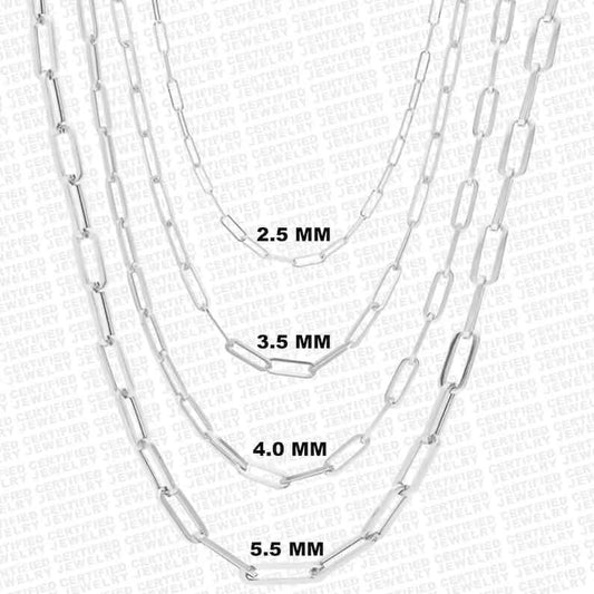 925 Italian Solid Sterling Silver Paperclip Necklace