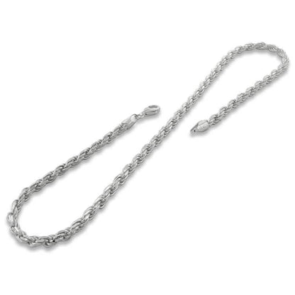 925 Sterling Silver 1.5mm Diamond Cut Rope Chain