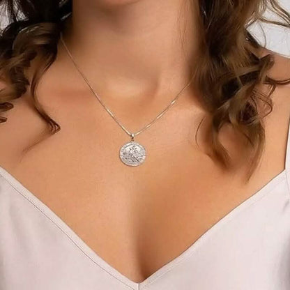 925 Sterling Silver 20MM Saint Christopher Religious Pendant Necklace