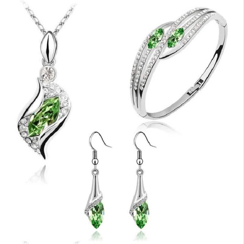 925 Sterling Silver Crystal Jewelry Set