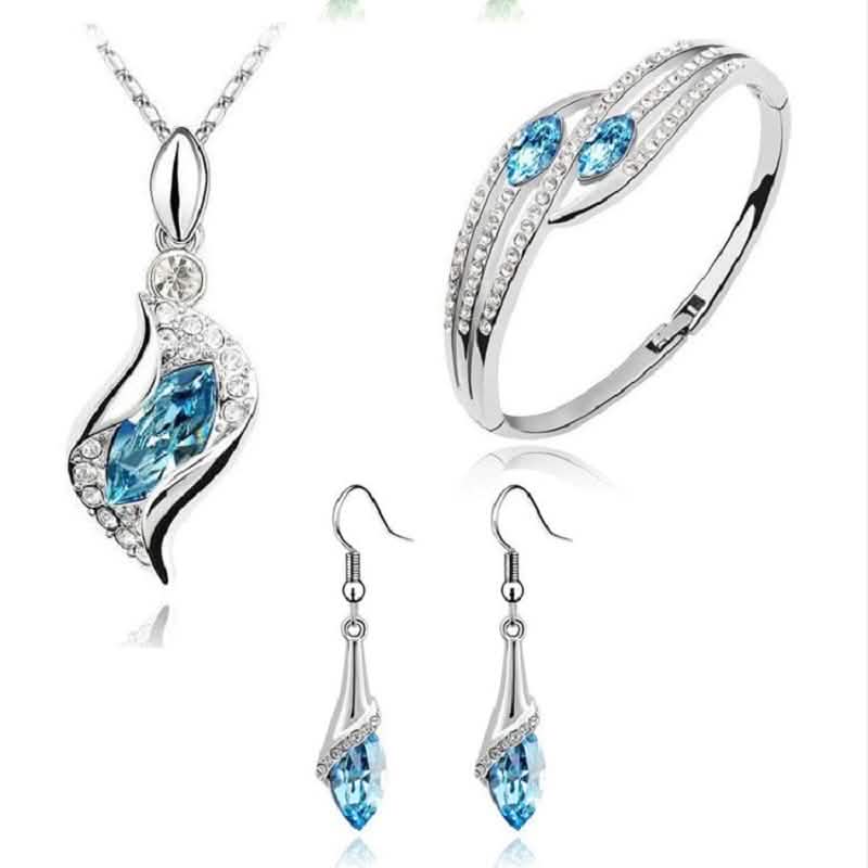 925 Sterling Silver Crystal Jewelry Set