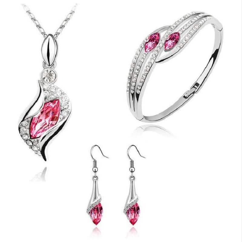925 Sterling Silver Crystal Jewelry Set
