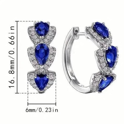 925 Sterling Silver Hoop Earrings with Synthetic Cubic Zirconia