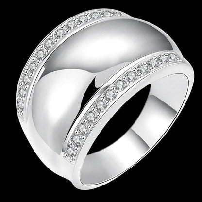 925 Sterling Silver Invisible Setting CZ AAAA Crystal Wedding Ring