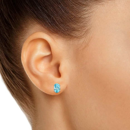 925 Sterling Silver London Blue Topaz Stud Earrings