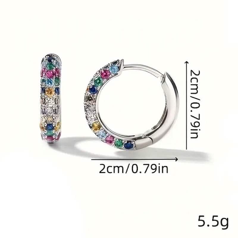 925 Sterling Silver Round Colorful Synthetic Zirconia Earrings