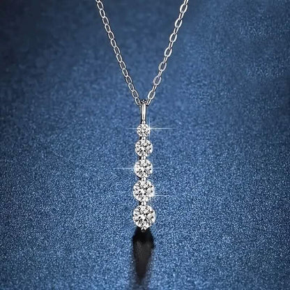 925 Sterling Silver Synthetic Cubic Zirconia Droplet Pendant Necklace