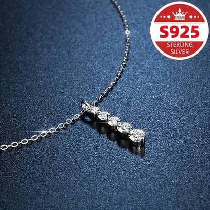 925 Sterling Silver Synthetic Cubic Zirconia Droplet Pendant Necklace