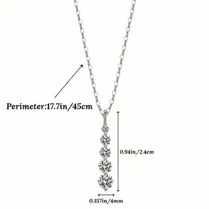 925 Sterling Silver Synthetic Cubic Zirconia Droplet Pendant Necklace