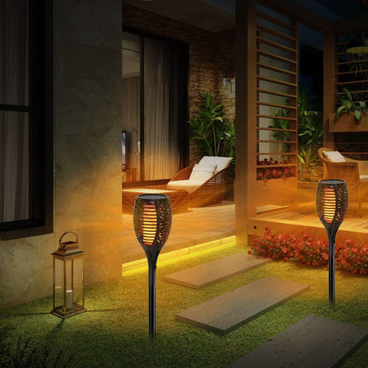 96 LEDs Solar Flame Torch Light