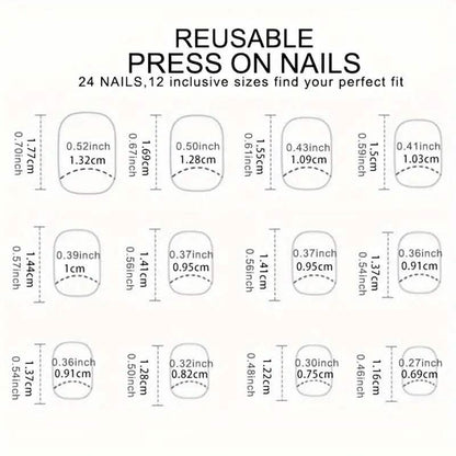 96-Pieces: Short Square Acrylic Press-On Nails