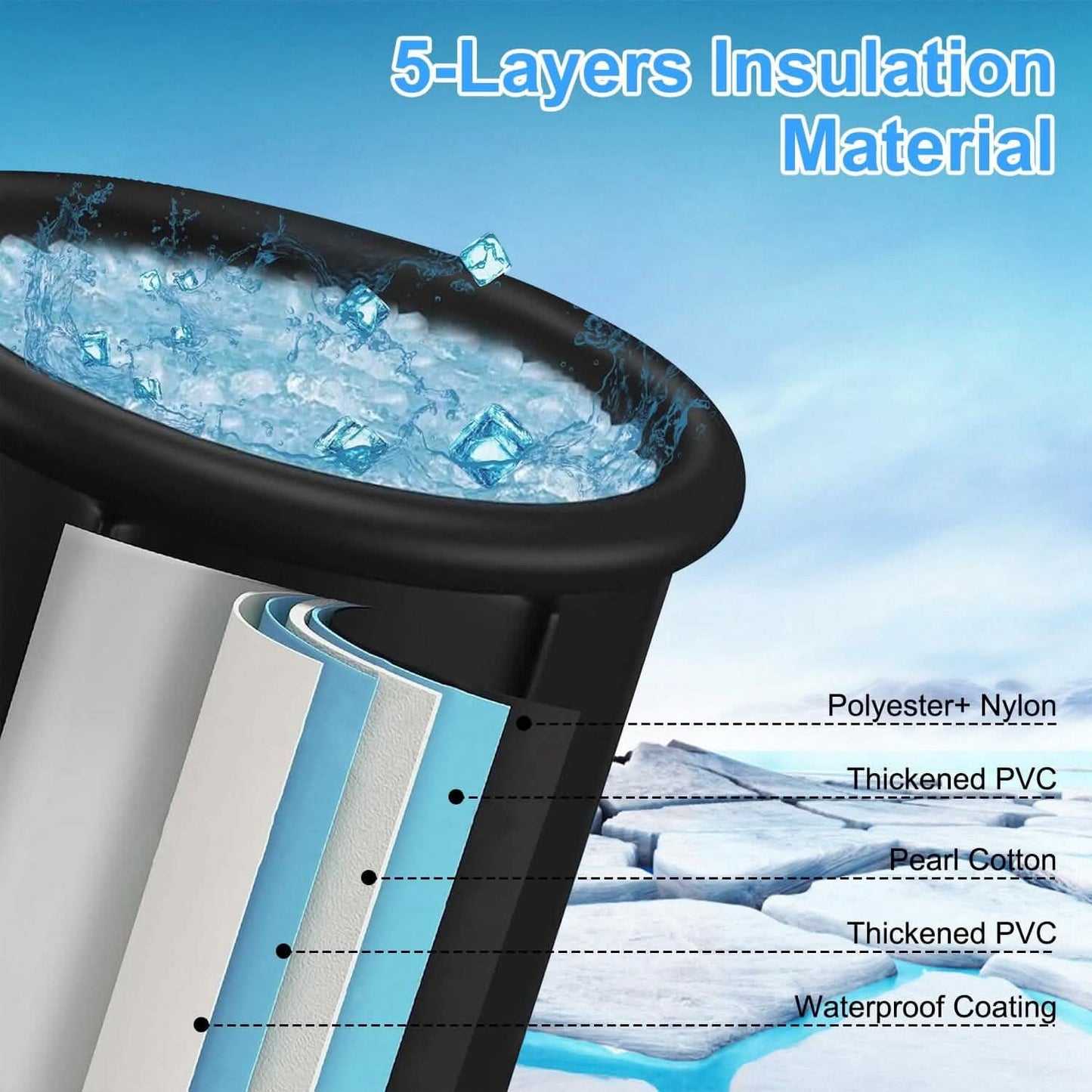 97 Gal Large Size Ice Bath Tub with Cover