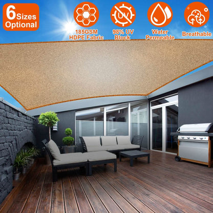 98% UV Block Awning Shelter Rectangle Shade Sails Top Canopy