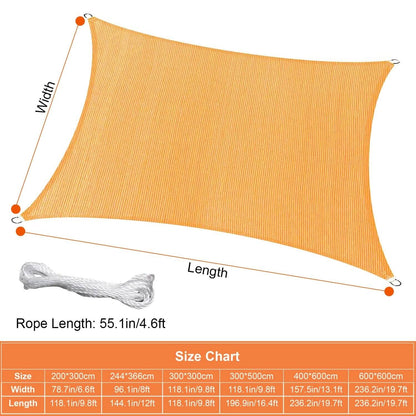98% UV Block Awning Shelter Rectangle Shade Sails Top Canopy