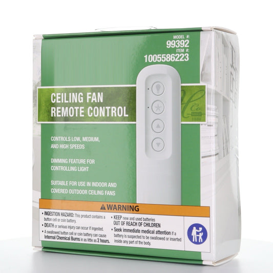 Hunter Universal 3 Speed Ceiling Fan Kit with Handheld Remote Control - White - Damp Rated - 99392