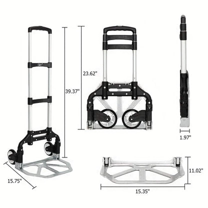Folding Aluminum Hand Cart & Dolly – 165 lb Capacity, Lightweight & Portable