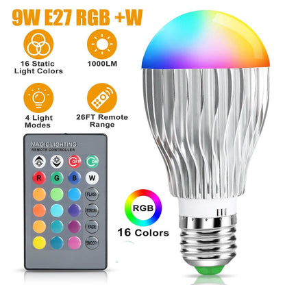 9W LED Light Bulb E27 RGB Lamp