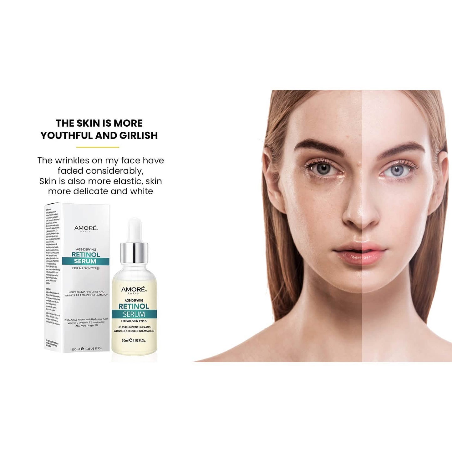 Amore Paris 2.5% Retinol Serum For Face With Hyaluronic Acid Night Facial Serum