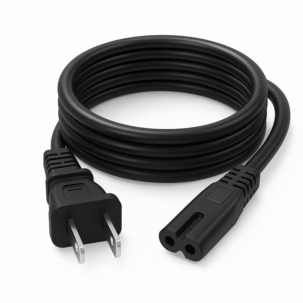 TCL TV 6-Foot AC Power Cord with C7 - Figure-8 female Connector | Google TV's | Roku TV's - G0703-000258