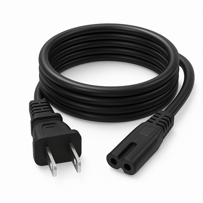 TCL TV 6-Foot AC Power Cord with C7 - Figure-8 female Connector | Google TV's | Roku TV's - G0703-000258