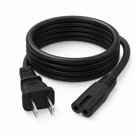 TCL TV 6-Foot AC Power Cord with C7 - Figure-8 female Connector | Google TV's | Roku TV's - G0703-000258