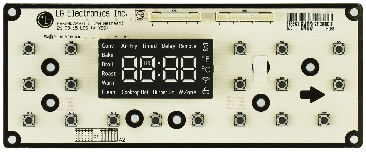 LG EBR89296403 Range Pcb Assembly Display