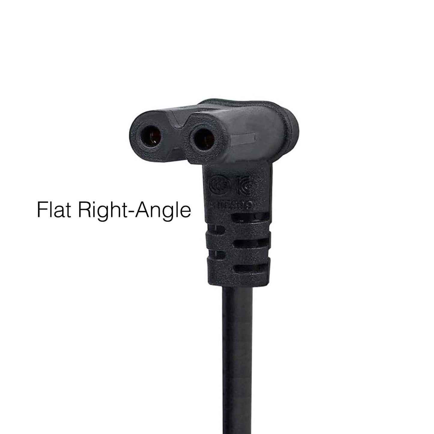 Samsung TV AC Power Cable | Right-Angle C7 Figure-8 Female to Right-Angle 2-Prong Male | Non-Polarized - 3903-000853