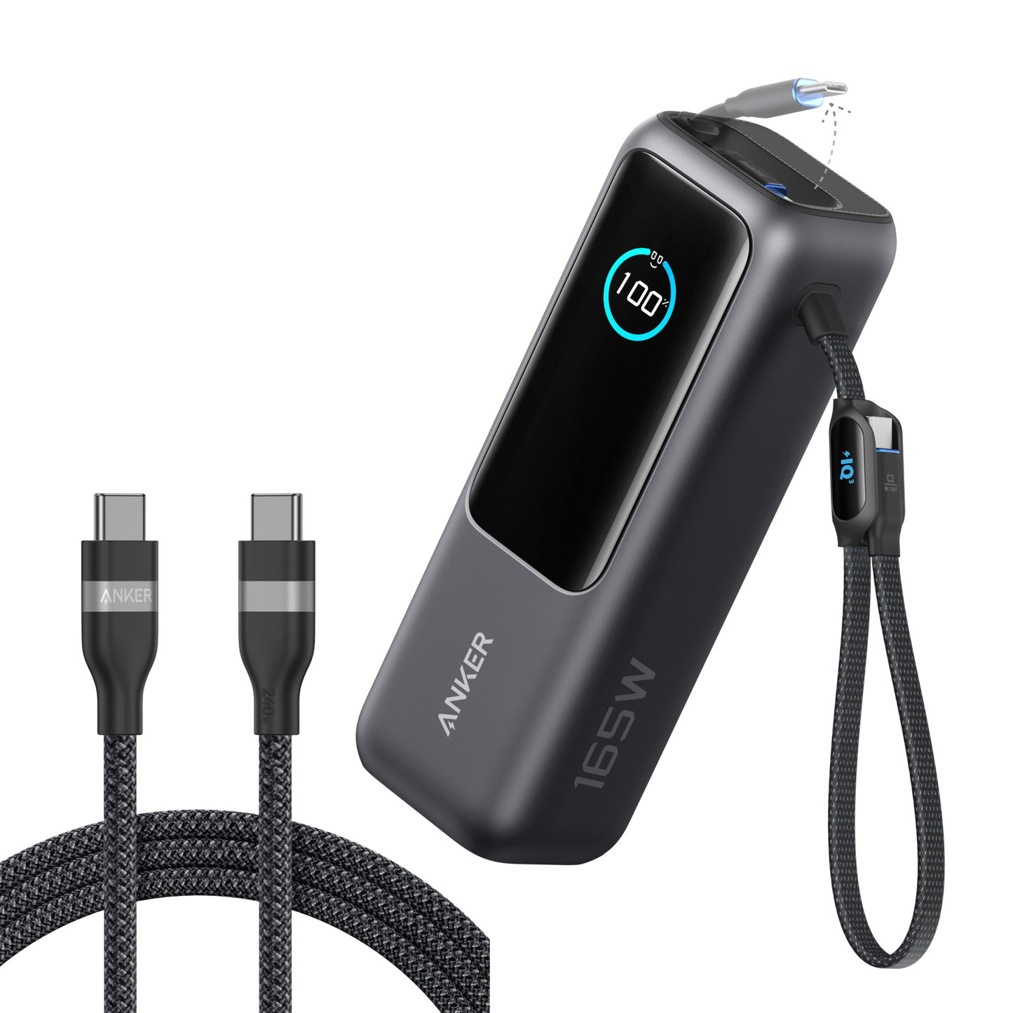Anker Laptop Power Bank (25K, 165W, Built-In and Retractable Cables)
