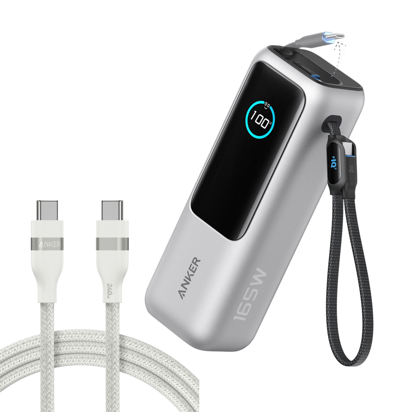 Anker Laptop Power Bank (25K, 165W, Built-In and Retractable Cables)