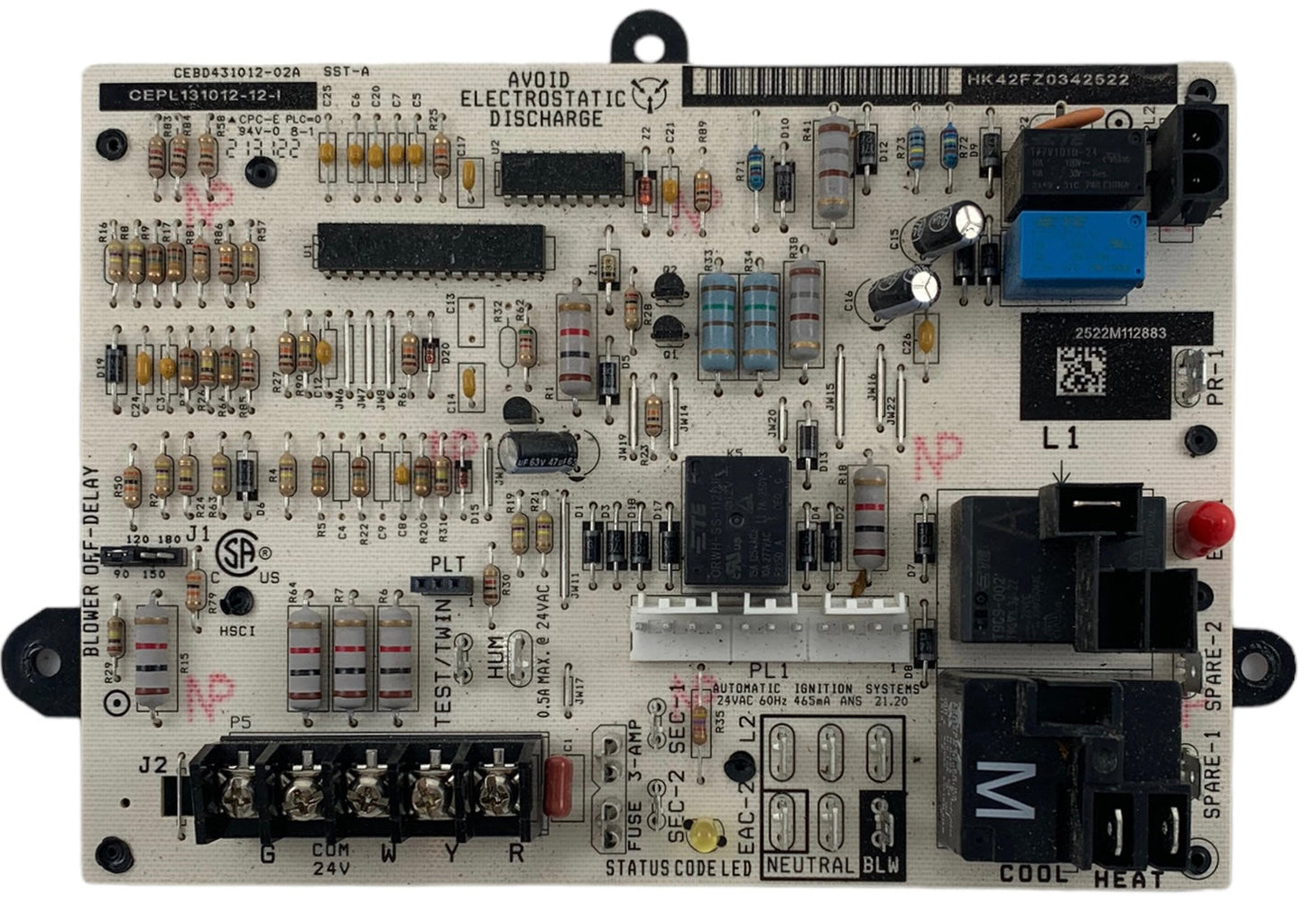 Carrier Bryant CEBD431012-01A Furnace Control Circuit Board CEPL131012-01