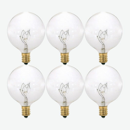 Foundation™ 40-Watt Incandescent Dimmable Light Bulb - 2700K Soft White, E12 Candelabra Base, Globe - 6-Pack