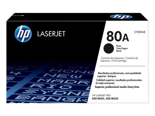 HP 80A Black Original LaserJet Toner Cartridge, CF280A (Factory Sealed)