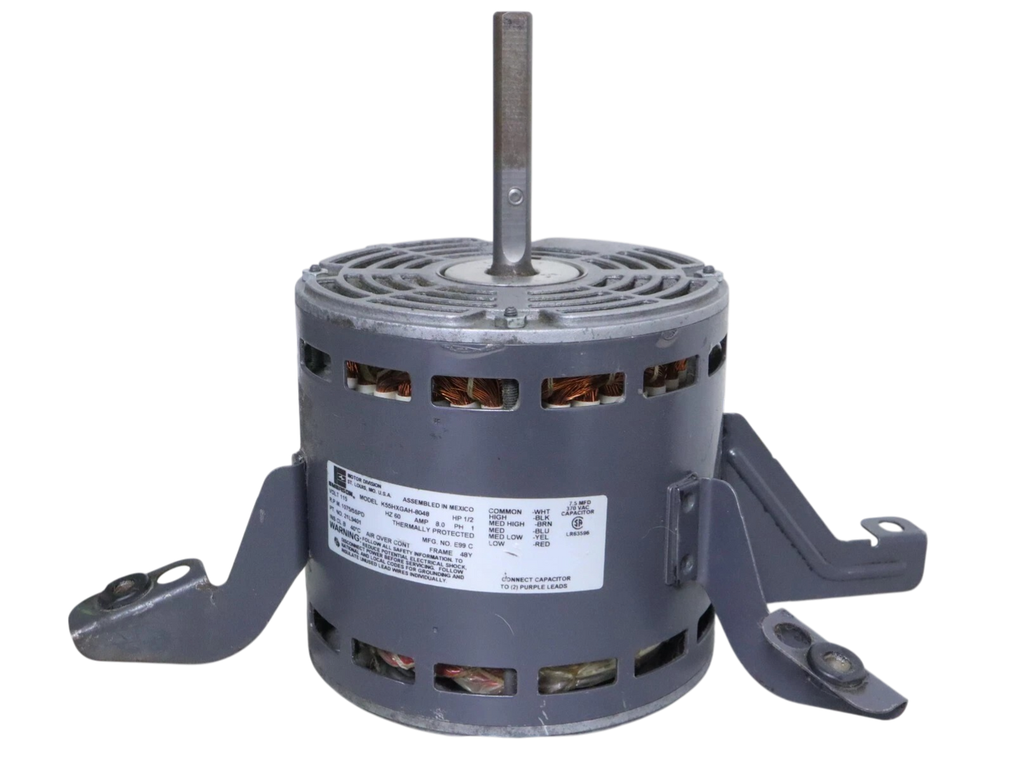 EMERSON K55HXGAH-8048 Blower Motor 1/2HP 115V 1075RPM 5SPD 60Hz 1PH
