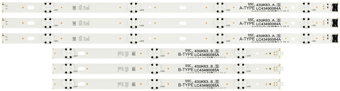 LG LC43490084A/LC43490085A Replacement LED Backlight Strips - 6 Strips