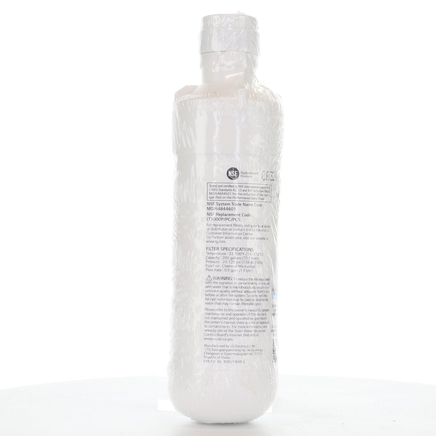 LG LT1000P / ADQ747935 Refrigerator Water Filter Replacement Cartridge - AGF80300704